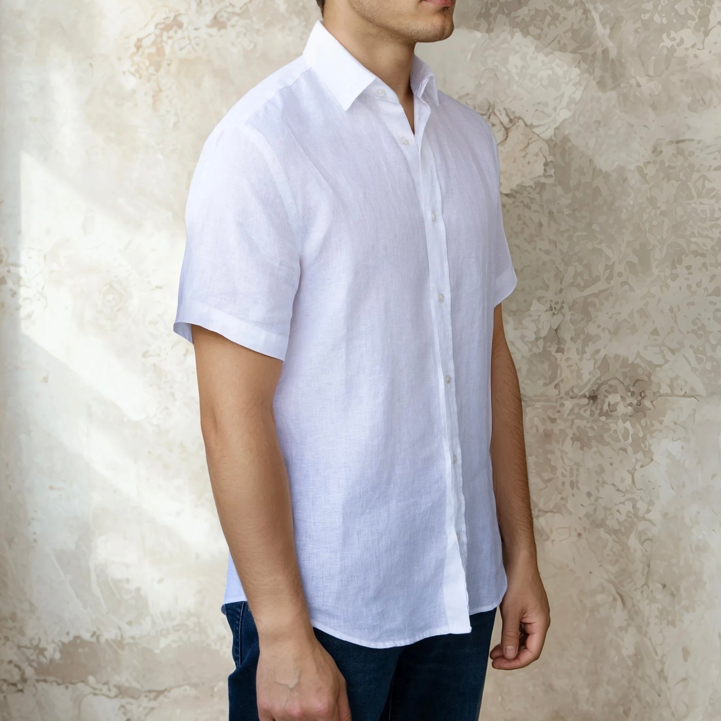 SHORT-SLEEVED LINEN - White