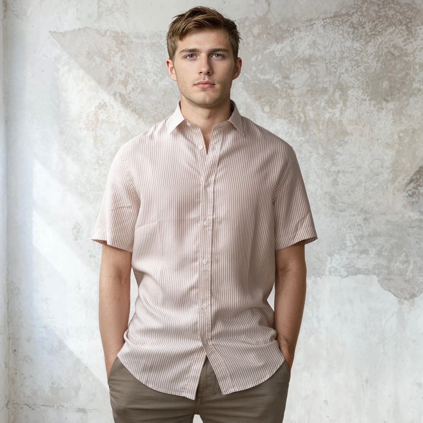 SHORT-SLEEVED TENCEL - Stripes