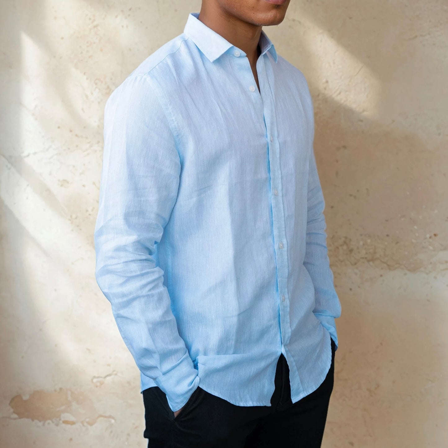 LINEN SHIRT - Sky blue