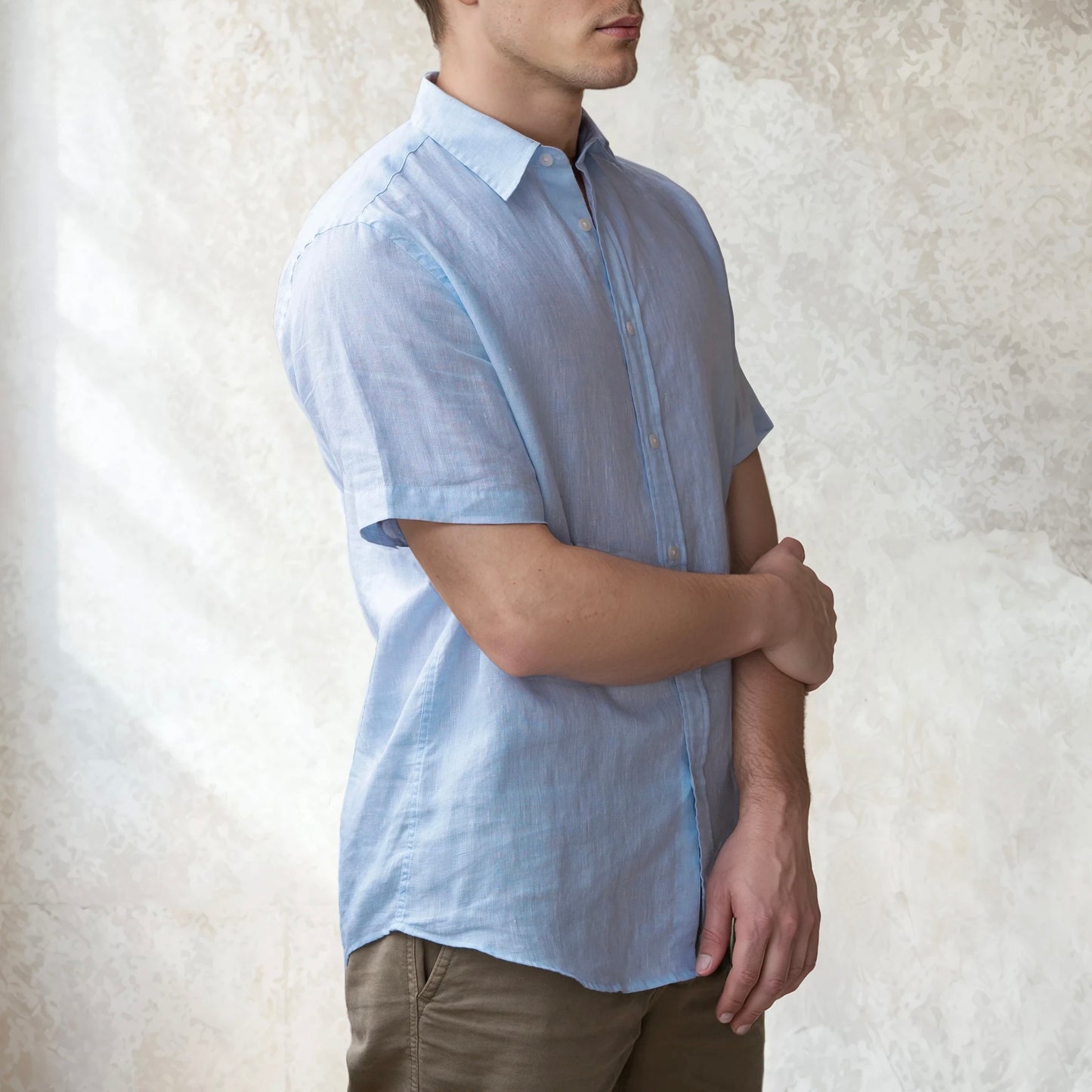 SHORT-SLEEVED LINEN - Sky blue