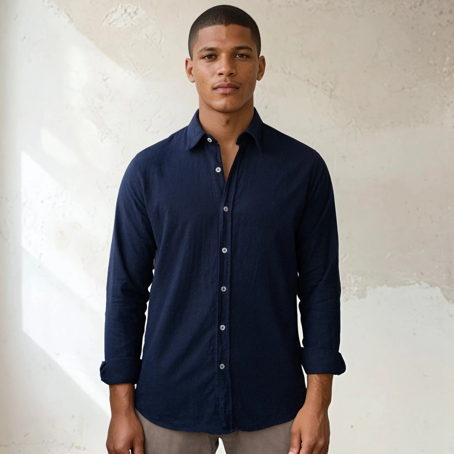 FLANNEL SHIRT - Navy blue