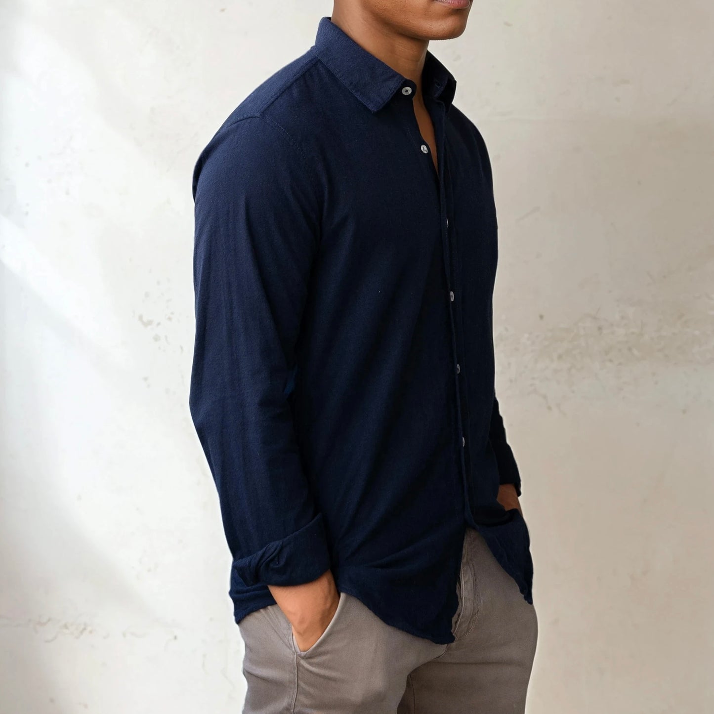 FLANNEL SHIRT - Navy blue