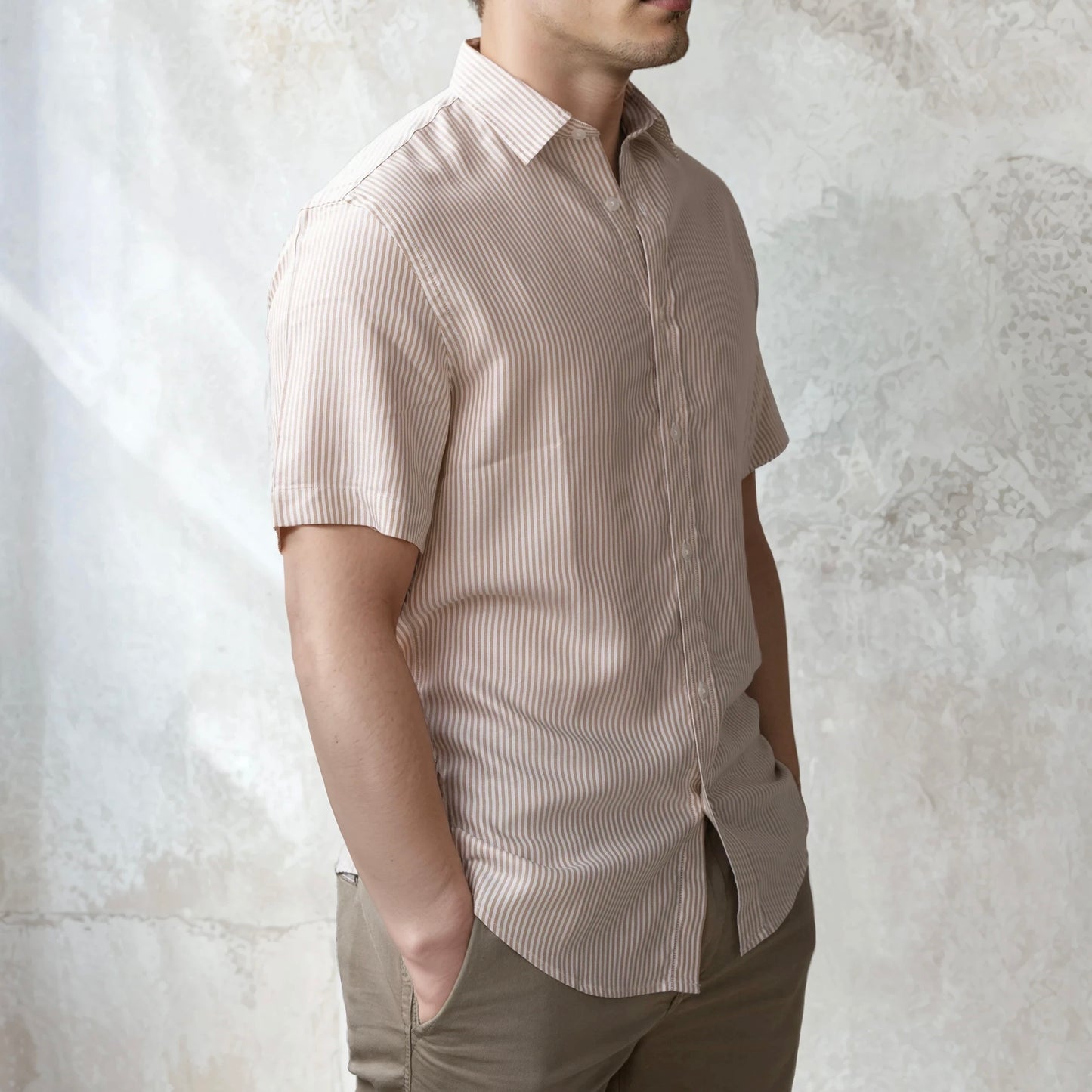SHORT-SLEEVED TENCEL - Stripes