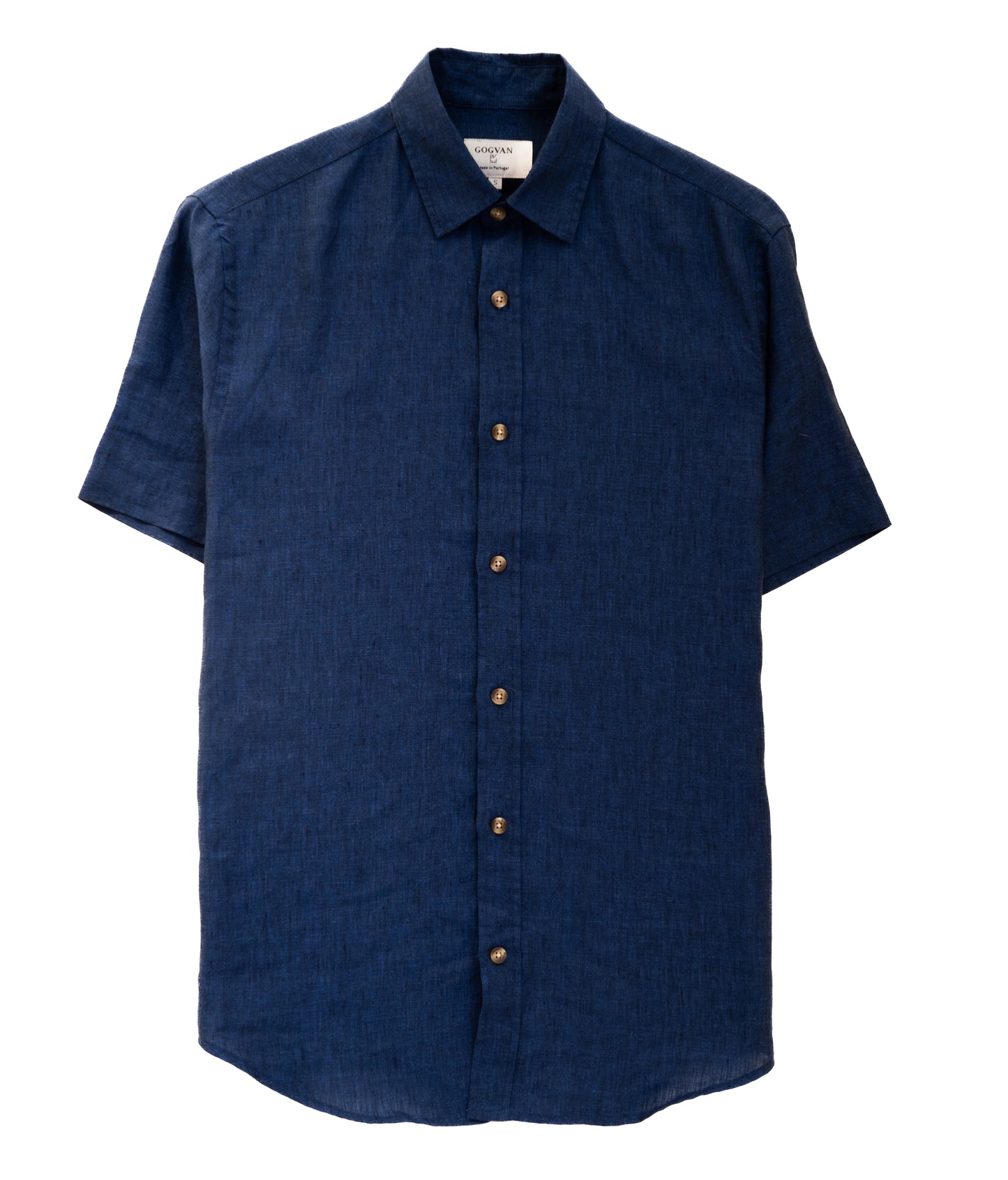 SHORT-SLEEVED LINEN - Indigo blue