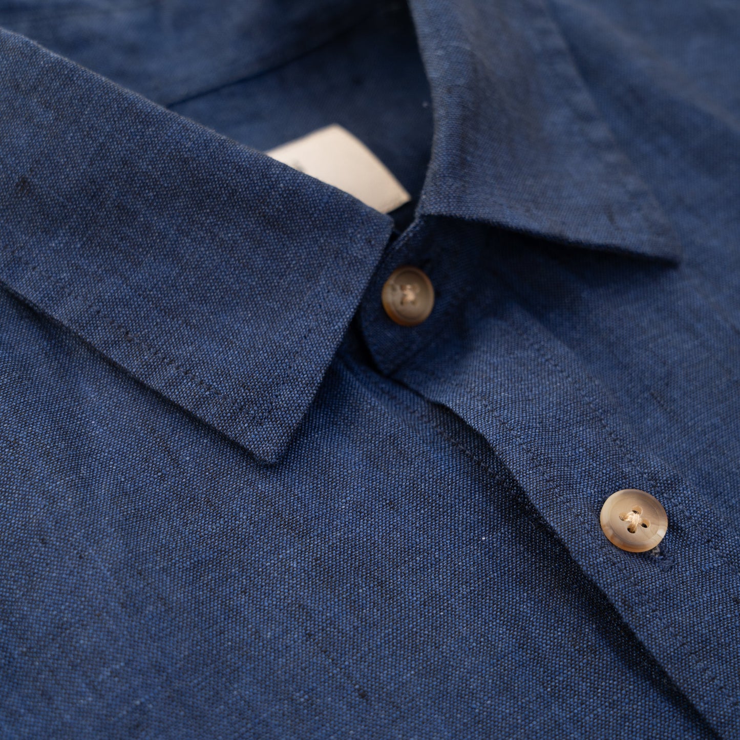 SHORT-SLEEVED LINEN - Indigo blue
