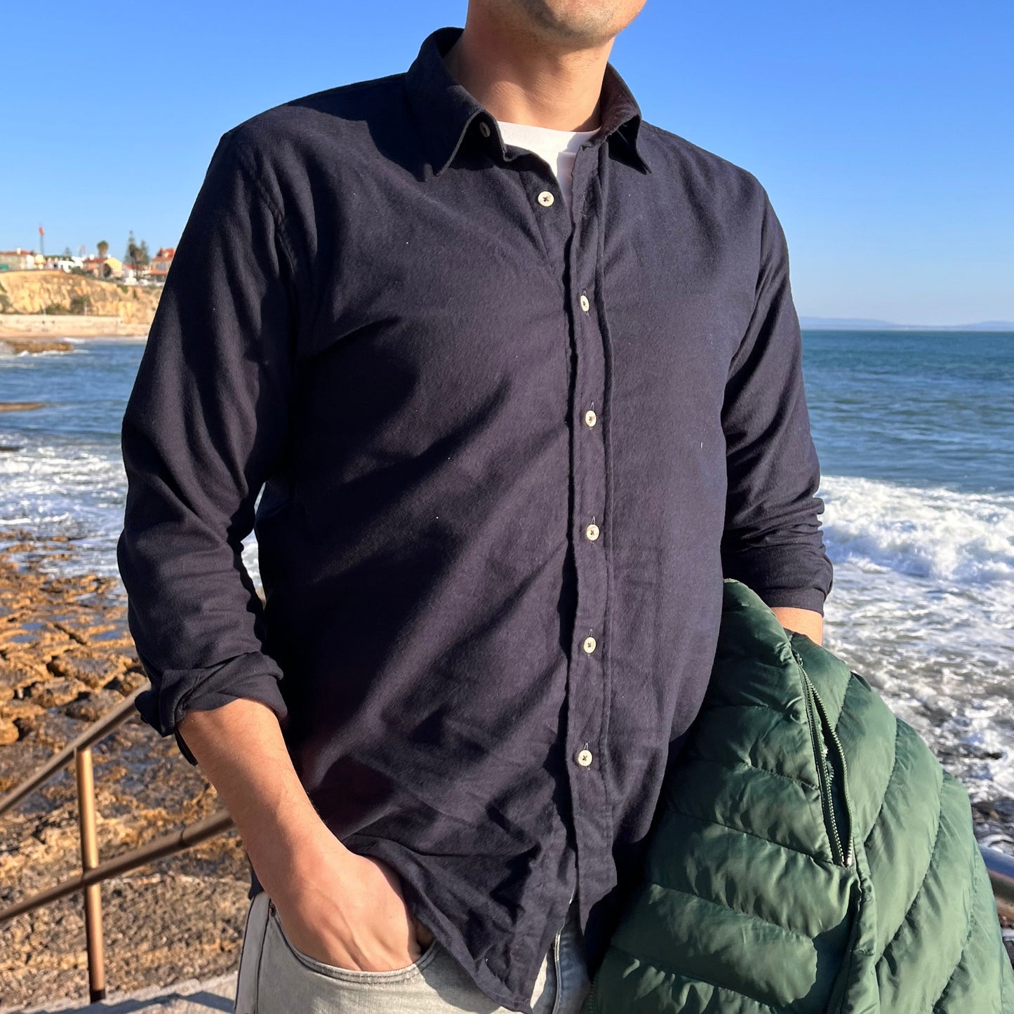 FLANNEL SHIRT - Navy blue