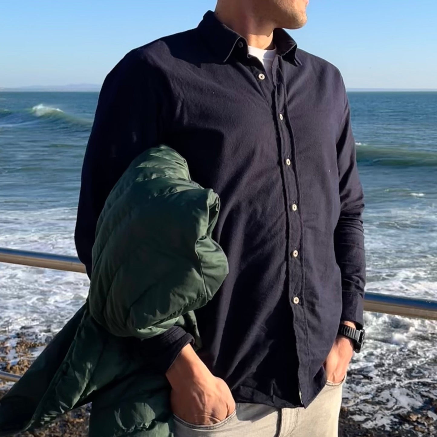 FLANNEL SHIRT - Navy blue