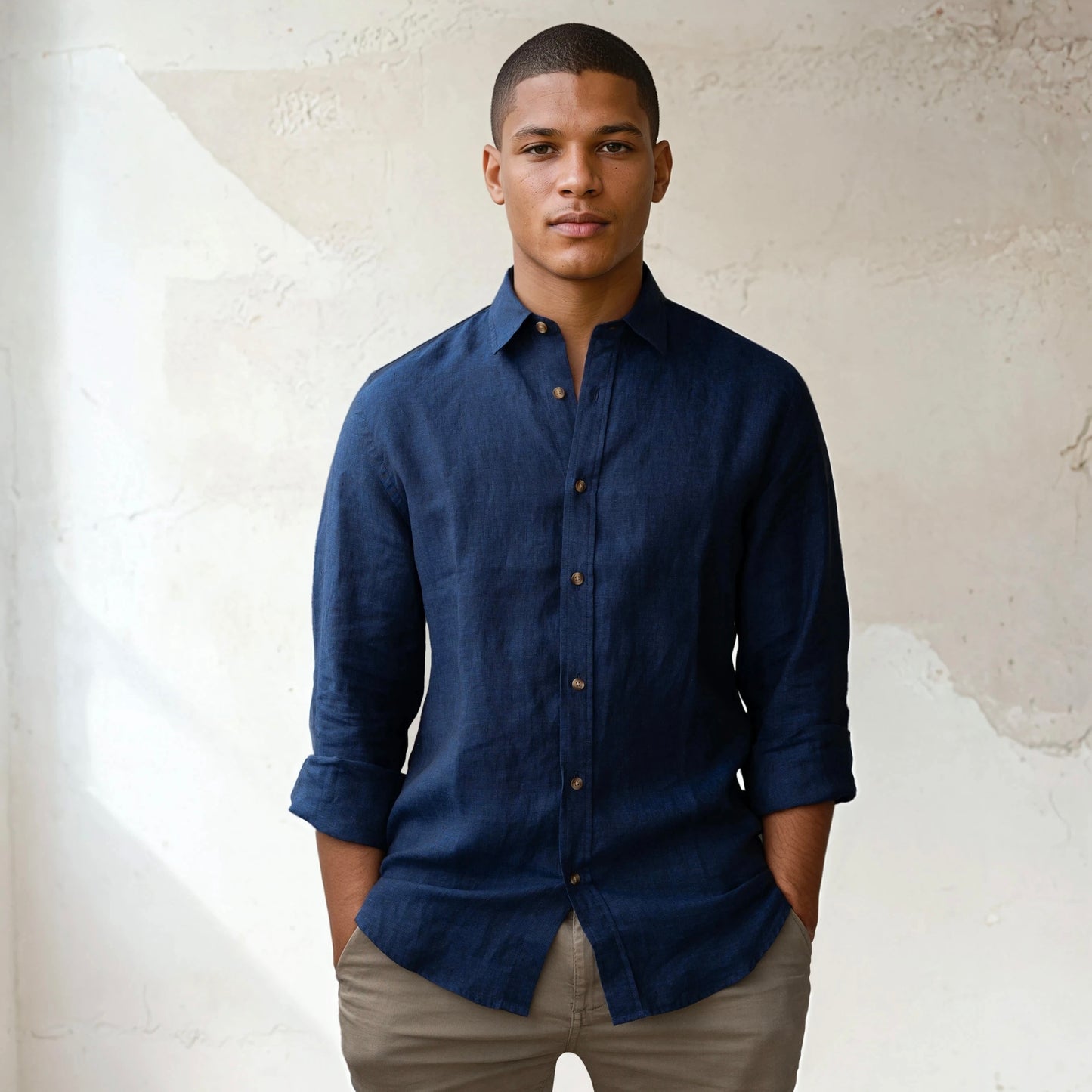LINEN SHIRT - Indigo blue