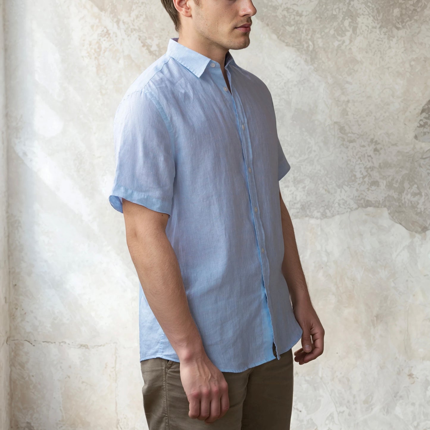 SHORT-SLEEVED LINEN - Sky blue