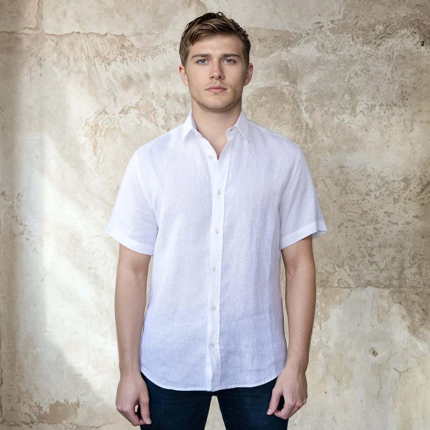 SHORT-SLEEVED LINEN - White