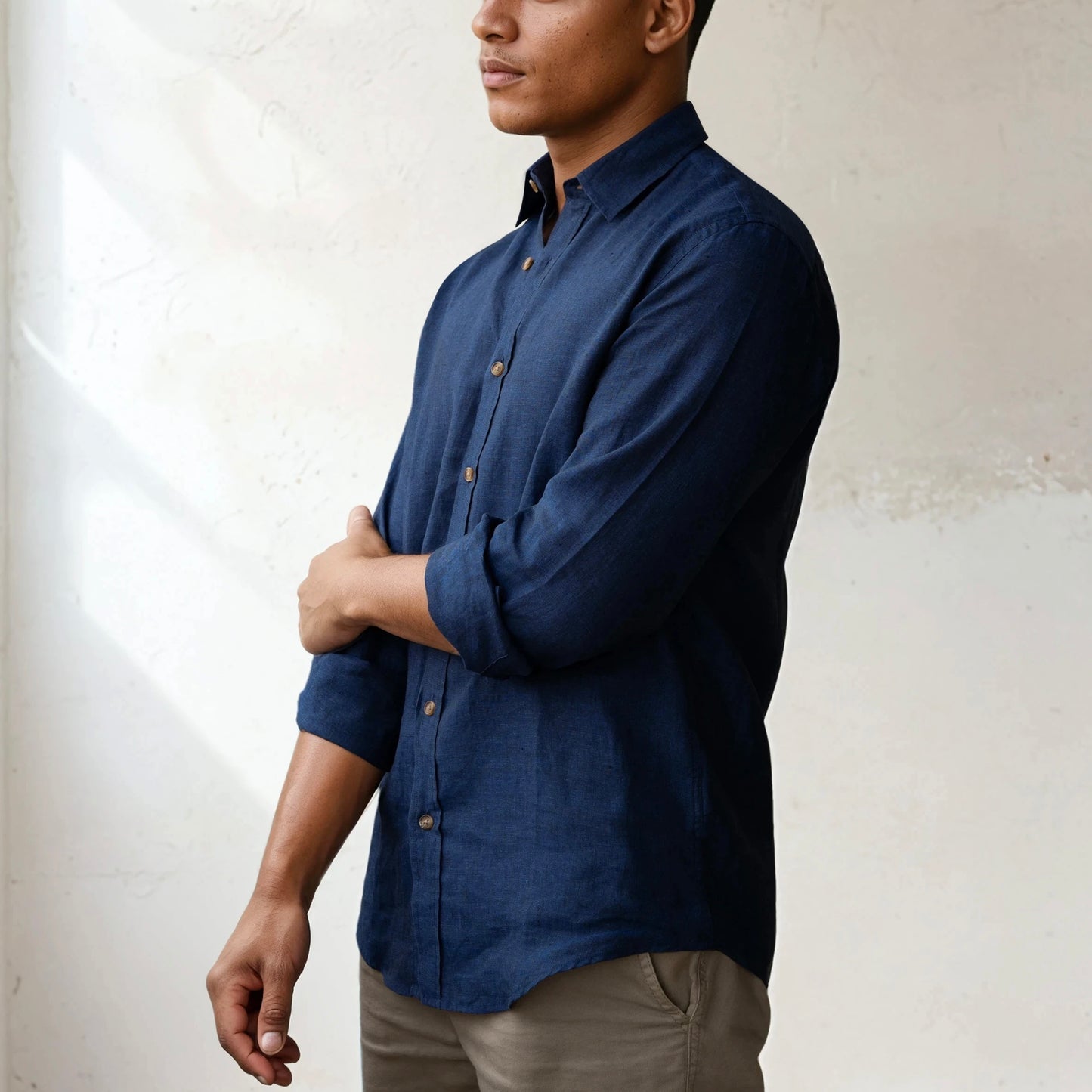 LINEN SHIRT - Indigo blue